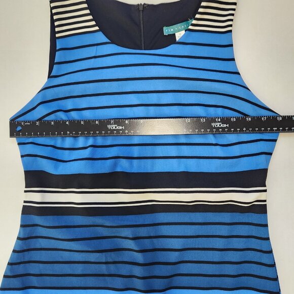 Pim + Larkin Sleeveless Sheath Dress M Blue Striped Back Zip Lined Office Bold - Picture 6 of 11